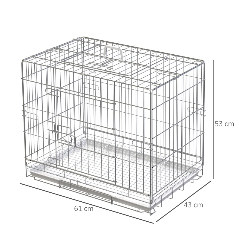 PawHut Metal Dog Crates Foldable Puppy Kennel Pet Cage House with Lockable Door Removable Tray Easy to Carry and Clean