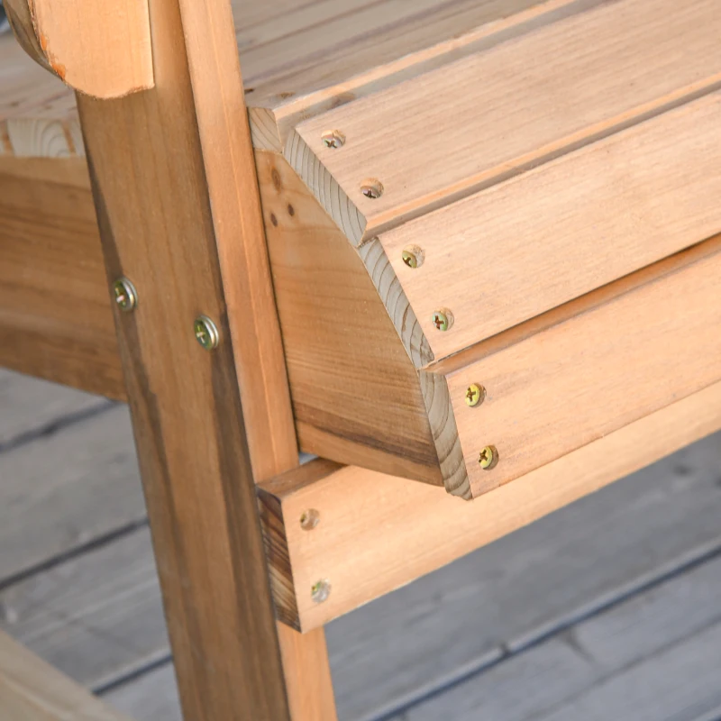 OUTSUNNY Adirondack Rocking Chair with Slatted Design and Oversize Back, Lounger for Porch, Poolside, Garden,Teak