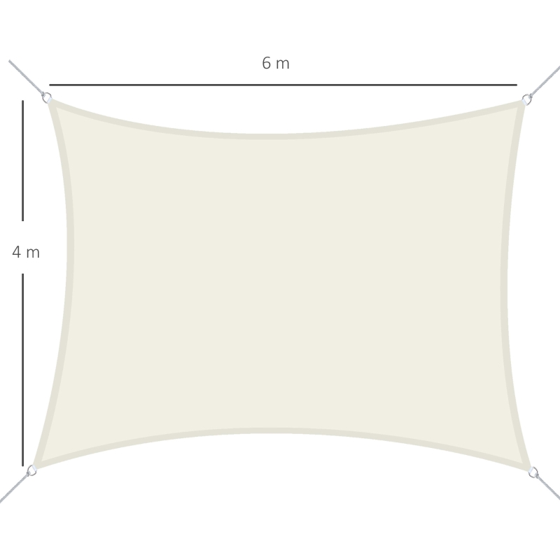 Outsunny Rectangle 3x4m Sun Sail Shade Garden UV Block Sunshade Outdoor Canopy Patio Lawn Shelter Cream White