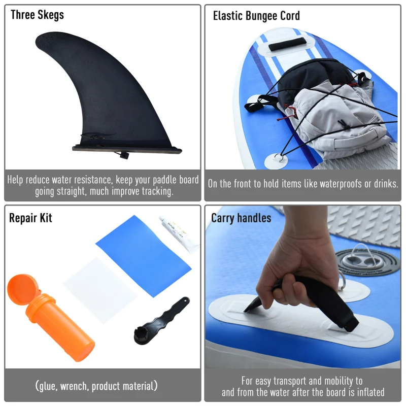 HOMCOM Inflatable Surfboard Paddle Board Foldable Floating Air Pump w/ Repair Kit 305cm