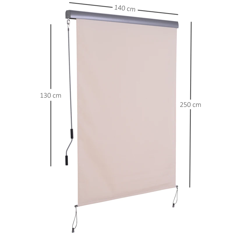 Outsunny Window Roller Blind Home Roll Up Blackout Sun Shade Quality Cover Cream White