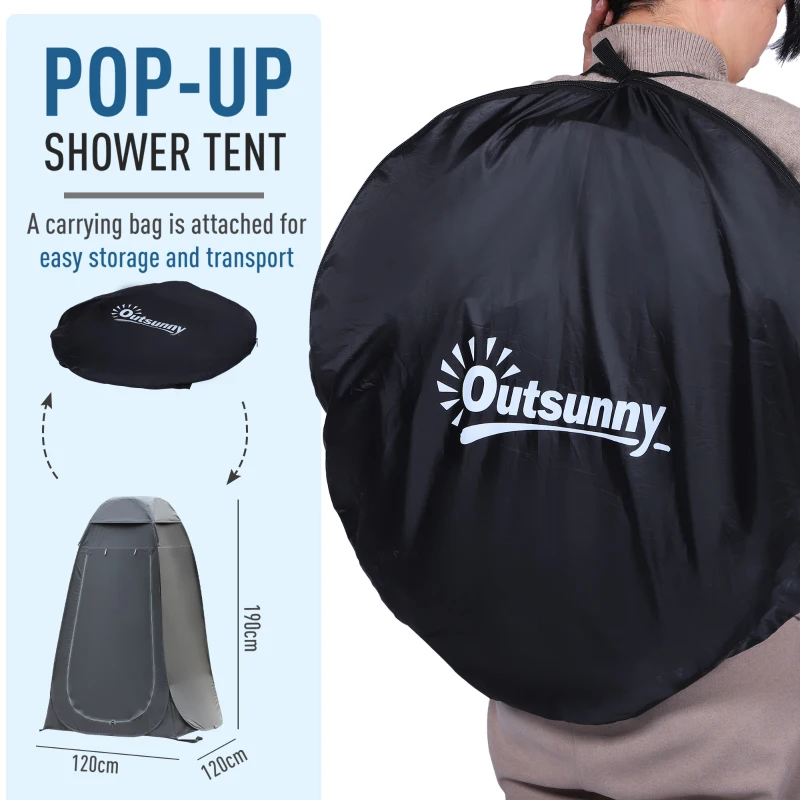 OUTSUNNY Pop Up Camping Shower Tent Portable Dressing Changing Room Black