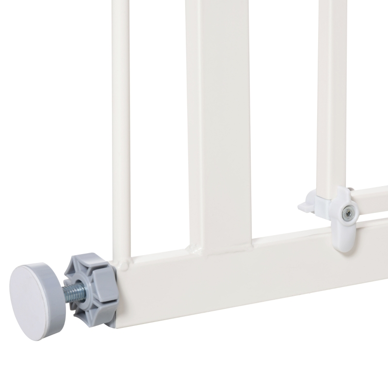 PawHut Pet Safety Gate Dog Barrier Protector Home Doorway Corridors Room Divider Stair Guard with Extension and Adjusting Screws White 76.2 x 102.5cm
