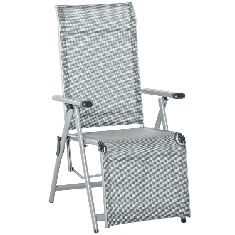 Outsunny Portable Folding Recliner Outdoor Patio Chaise Lounge Chair with Adjustable Backrest, Grey