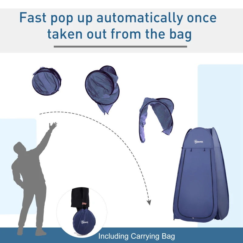 OUTSUNNY Automatic Pop Up Camping Shower Tent Portable Dressing Changing Room Outdoor Deep Blue