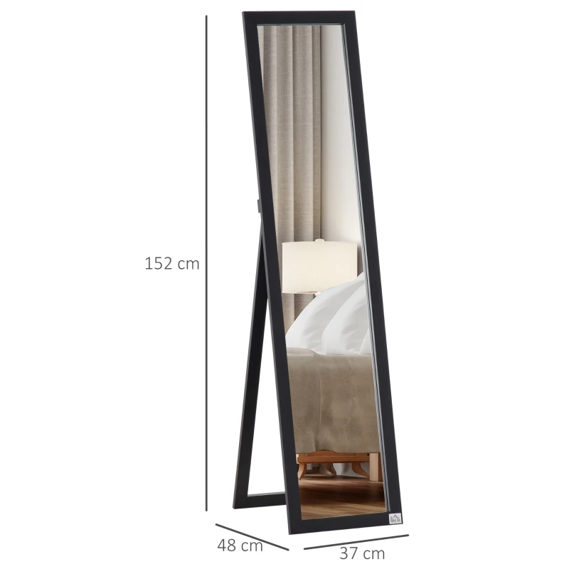 HOMCOM Full Length Mirror Floor Standing or Wall-Mounted, Rectangle Dressing Mirror for Bedroom, Living Room, Black