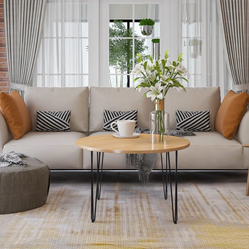 HOMCOM 71cm Set of 4 Three-Rod Heavy Duty Steel Hairpin Table Legs with Rubber Feet Floor Protector DIY Home Furniture Kits Metal Black