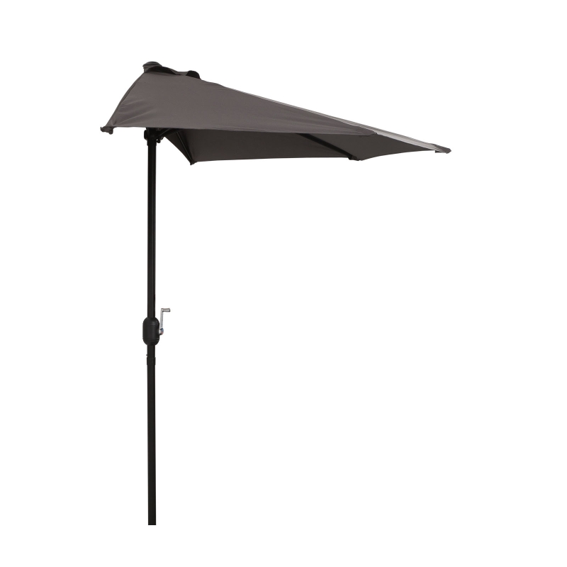 Outsunny Balcony Half Parasol Semi Round Umbrella Patio Aluminium Frame Crank Handle (2.7m, Grey)- NO BASE INCLUDED