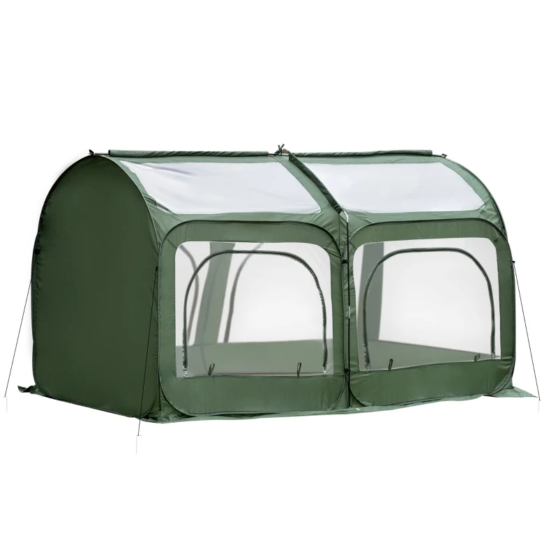 Outsunny 8' x 4' x 4' Portable Pop Up Greenhouse with zippered Doors & Portable Zipper Bag for Plants Outdoor, PVC Cover