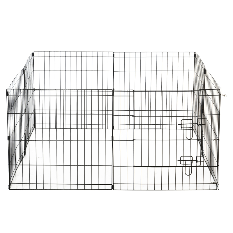 PawHut 8 Panel Pet Cage Playpen Dog Puppy Rabbits Guinea Metal Crate Fence Run Cage Kennel Indoor Outdoor (24-inch)