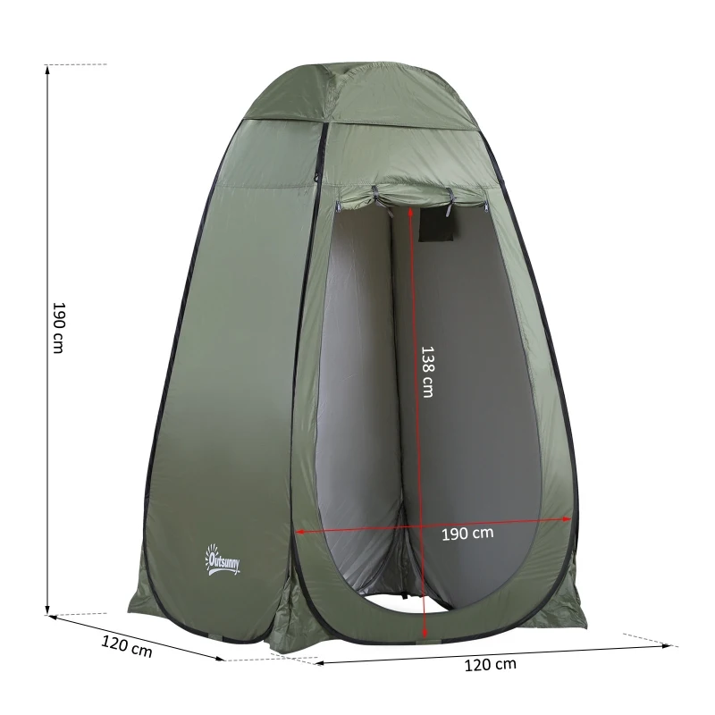 OUTSUNNY Pop Up Camping Shower Tent Portable Dressing Changing Room Green