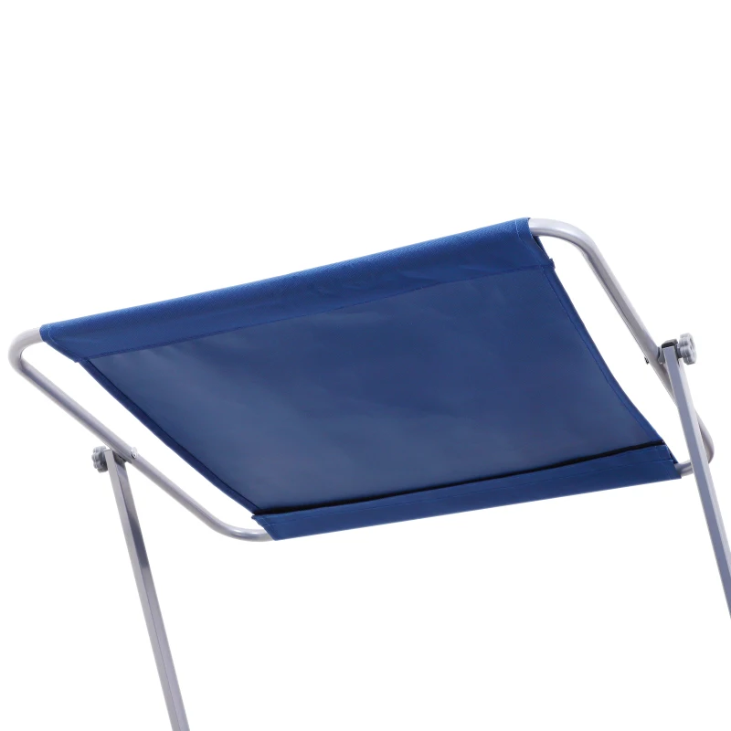 Outsunny Reclining Chair Folding Lounger Seat with Sun Shade Awning Beach Garden Outdoor Patio Recliner Adjustable, Blue