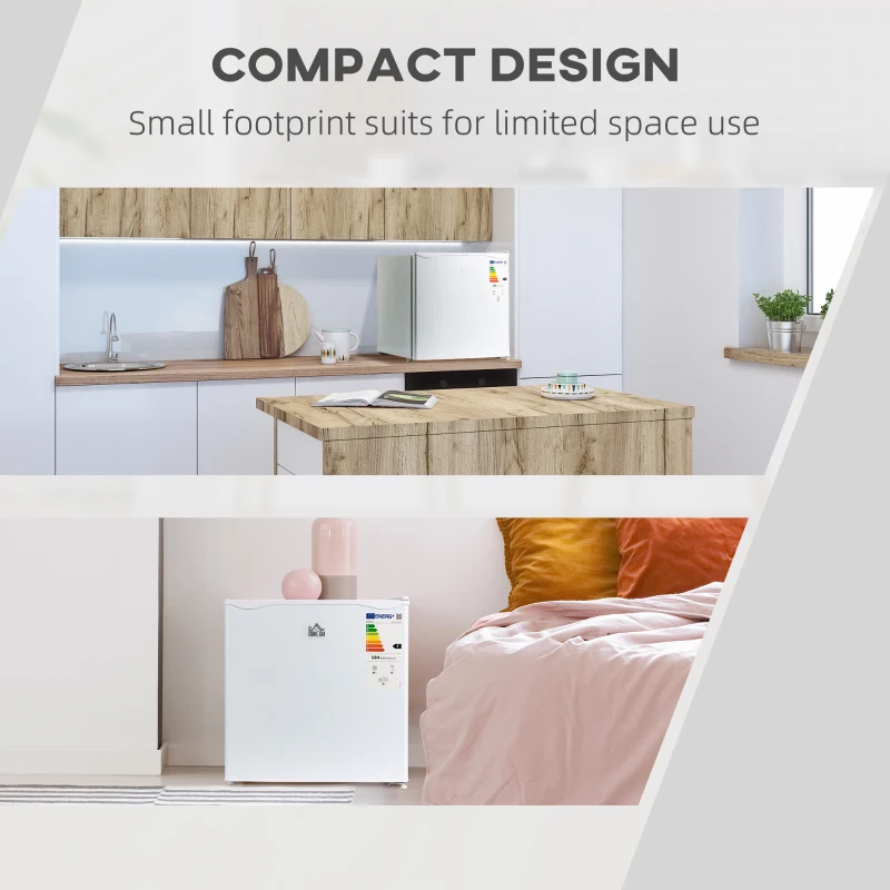 HOMCOM Mini Congelator 35L cu Raft Detasabil si Usa Reversibila, 47x44.2x48.8cm, Alb