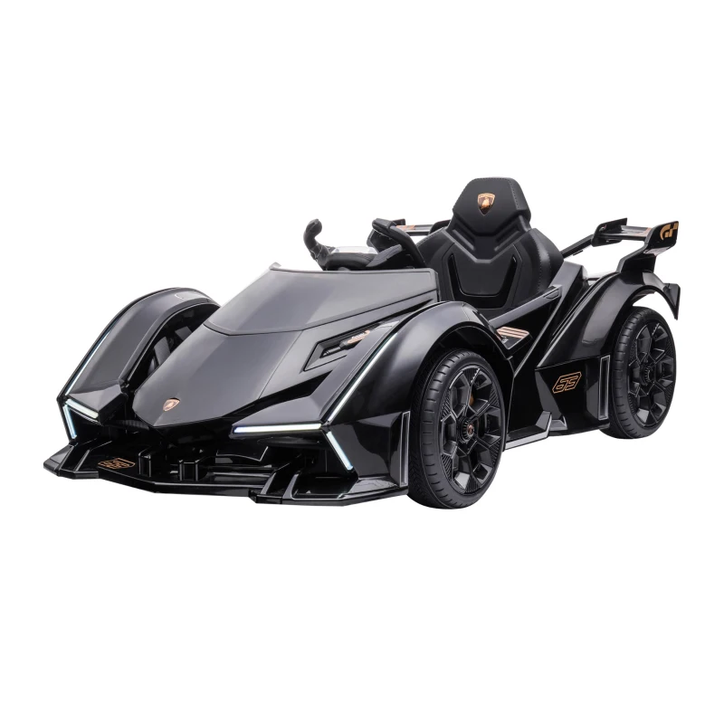 HOMCOM 12V Electric Cars for Kids Ride On Sports Car with Parental Remote, Bluetooth, Horn, Music & LED Headlights Taillights for 3-6 Years, Black