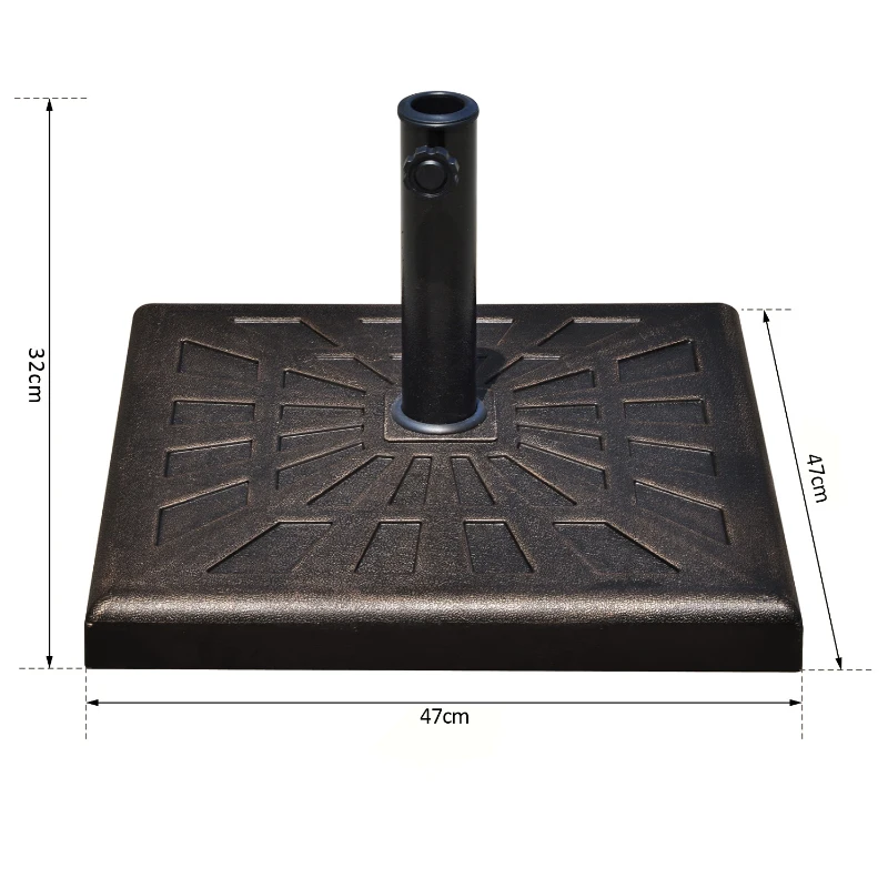 Outsunny 15kg Resin Durable Patterned Colophony Garden Patio Square Umbrella Stand Base Stand Bronze