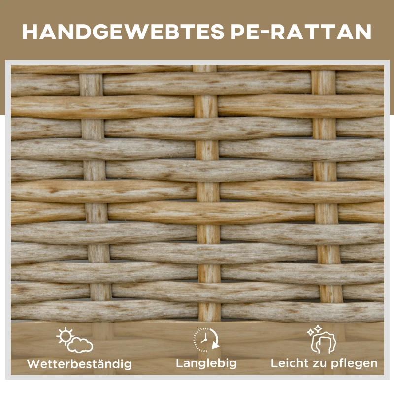 Outsunny ligbed rotan look naturel + kaki 200 x 66 x 92 cm
