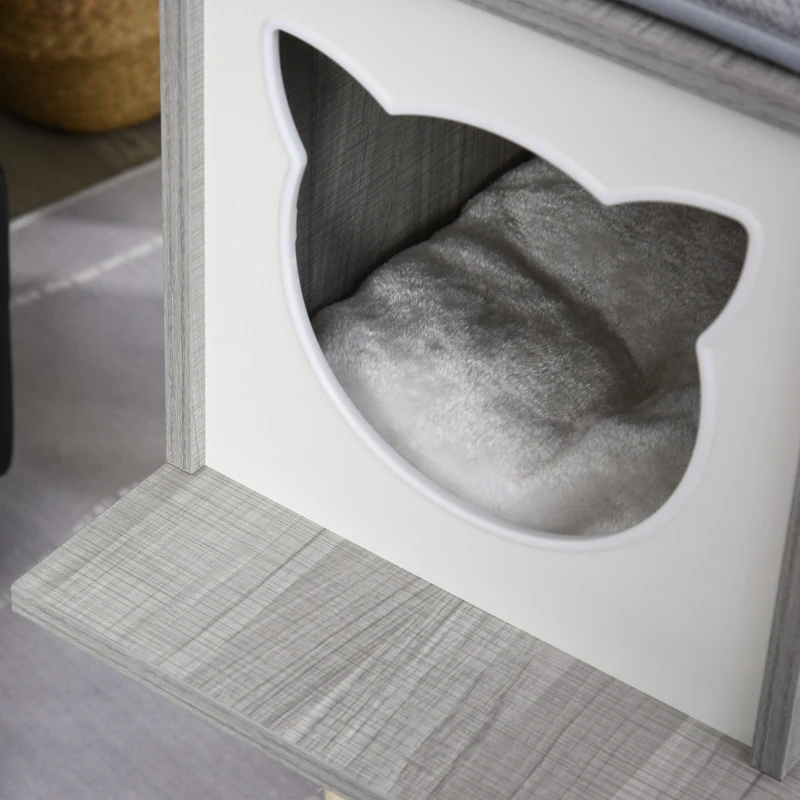 PawHut Multi-level Cat Tree with Sisal-Covered Scratching Posts, House and Baskets Activity Center for kittens Cat Tower Furniture Grey White