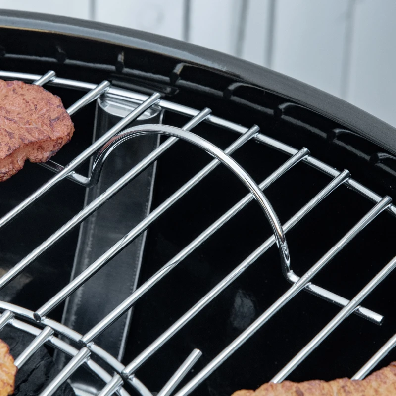 Outsunny BBQ houtskoolgrill met thermometer, zwart, 65 x 65 x 108 cm