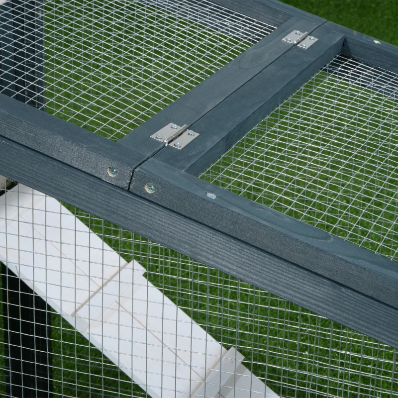 PawHut Large Rabbit Hutch Wooden Pet House Bunny Cage Small Animal Habitat with Dropping Tray Ramps Lockable Doors Large Run Area Asphalt Roof for Outdoor Use, Green