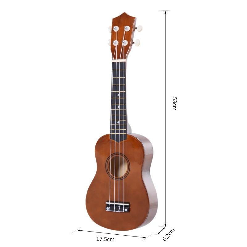 HOMCOM Portable 21 Inch Birch Wood Ukulele, 53L x 17.5W x 6.2Hcm-Brown