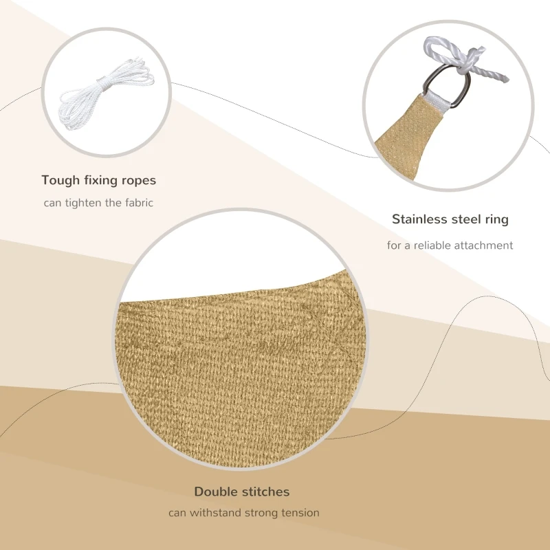 Outsunny Sun Shade Sail Rectangle 4x6m Canopy for Outdoor Patio Lawn Deck Garden Pergola UV Block High Density PE Fabric D-Ring Included Sand