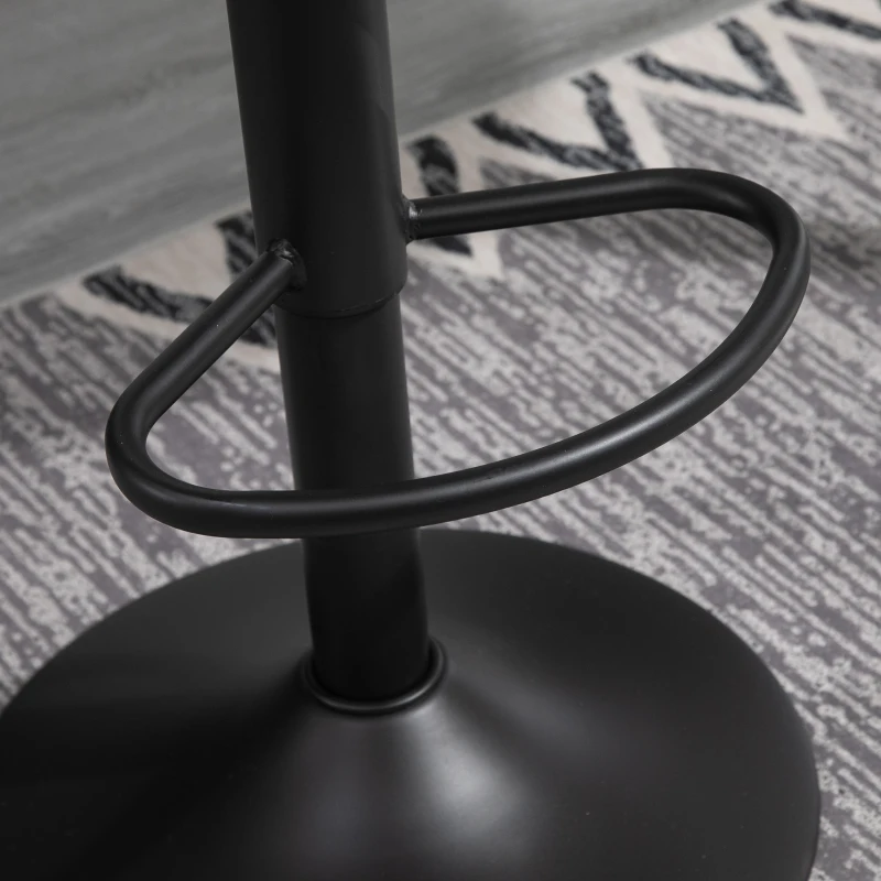 HOMCOM Barstools Set of 2 Adjustable Swivel Height Gas Lift PU Leather Counter Chairs with Footrest