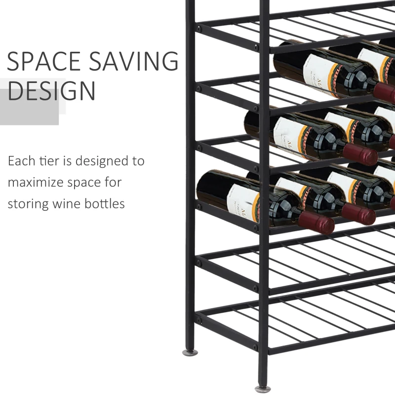 HOMCOM 54 Bottles Wine Rack 9-Tier Metal Holder Stand Display Organizer Storage Shelf Black