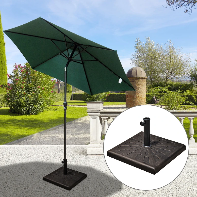 Outsunny 15kg Resin Durable Patterned Colophony Garden Patio Square Umbrella Stand Base Stand Bronze