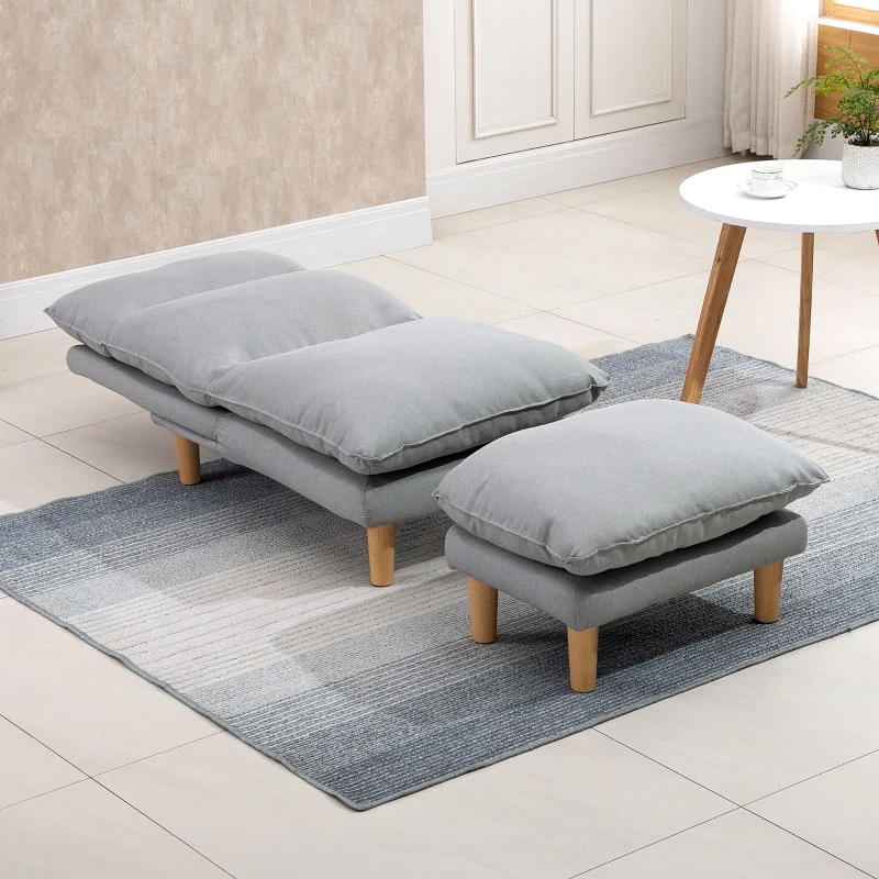 HOMCOM Adjustable Sofa Bed Set Reclining Lounge Chair with Footstool for Living Room, Home Office, Bedroom