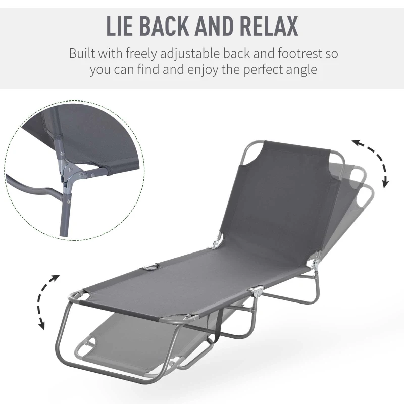 Reclining Beach Chaise Lounge Folding Chair Adjustable Sleeping Bed
