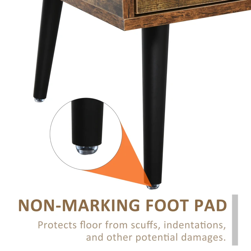 HOMCOM Mid-Century Modern Coffee Table Side Desk with 1 Drawer 1 Open Storage Shelf, for Living Room Bed Room