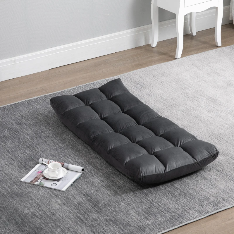 HOMCOM Adjustable Lazy Floor Sofa Chair Lounge Seat Gaming Couch Bed for Living Room, Home Office, Balcony, Dark Grey