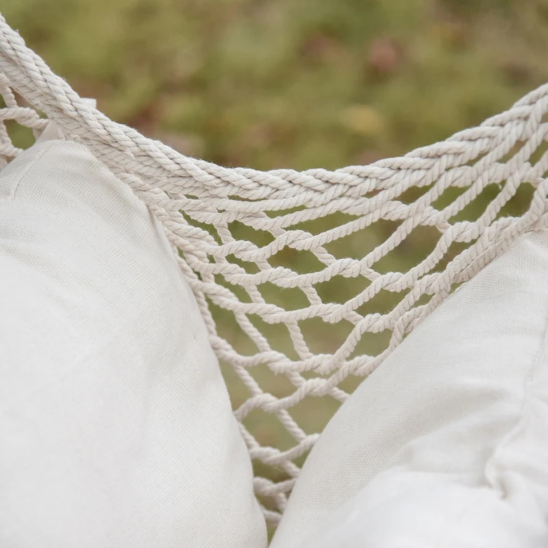 Outsunny Hammock Chair Hanging Rope Swing w/ Cushions Quality Cotton Weave for Superior Comfort, Durability Indoor or Outdoor Spaces