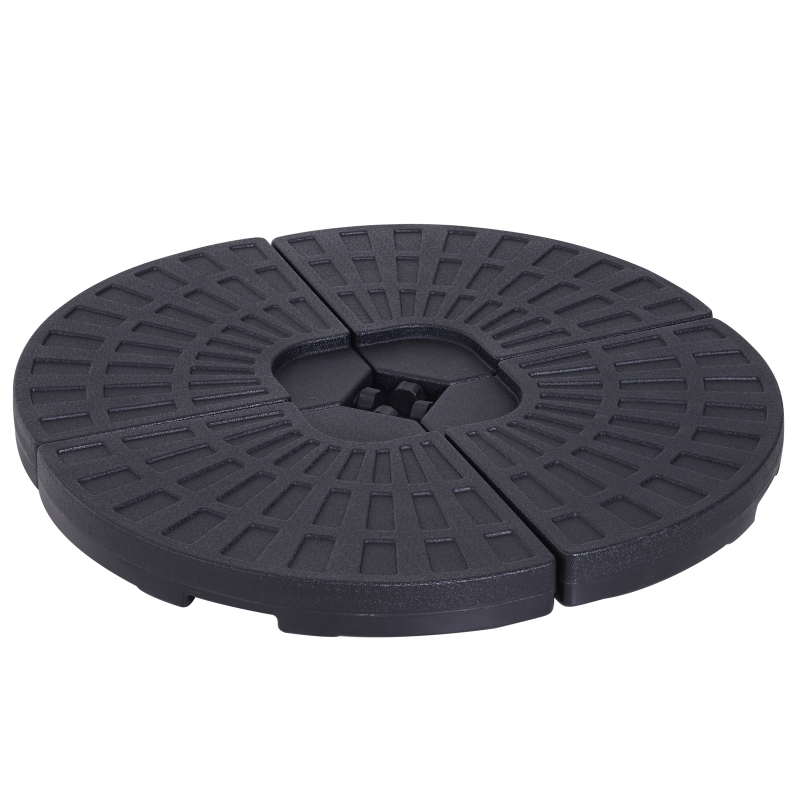 Outsunny 4 PCs Portable Round Parasol Base Umbrella Cross Stand Weights Holder Sand or Water Filled Outdoor Garden Patio