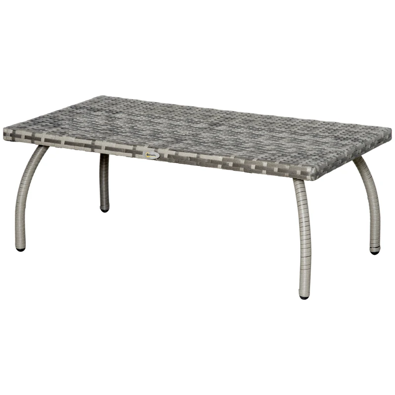 Outsunny PE Wicker Rattan Garden Coffee Table - Mixed Grey