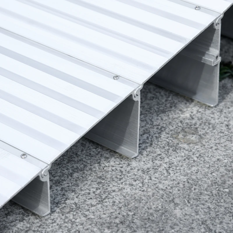 HOMCOM 5'' Wheelchair Ramp Aluminum Threshold Mobility with Adjustable Height for Scooter Power Chair 700lbs Silver