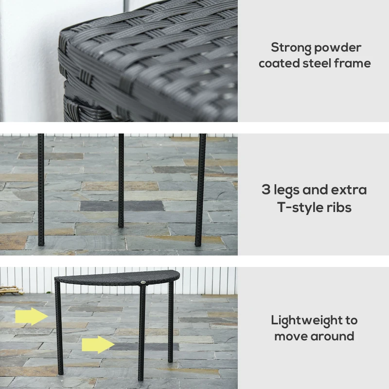 Outsunny Garden balcony table half-moon braided resin 4 wire imitation black rattan