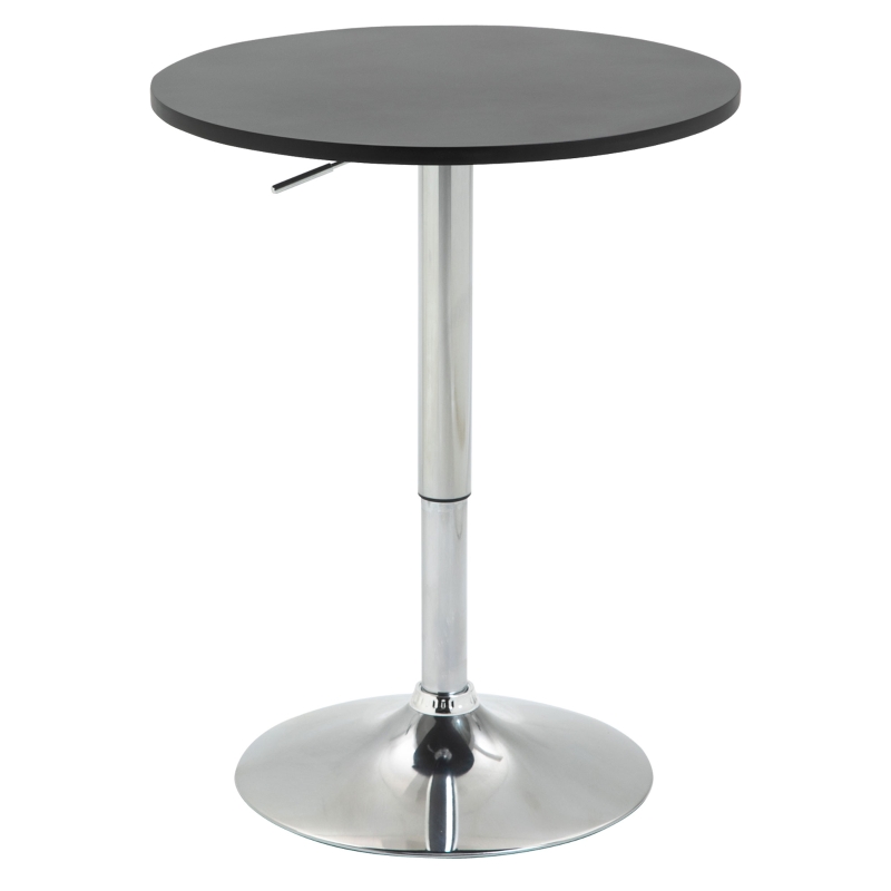 HOMCOM Modern Height Adjustable Counter Bar Table with Round Tabletop and Metal Base, Pub Desk for Living Room, Kitchen, Black
