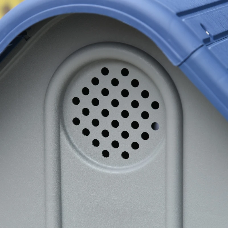 PawHut Plastic Dog House Puppy Kennel Indoor & Outdoor Pet Shelter with Windows for Small Sized Dogs Blue and Grey