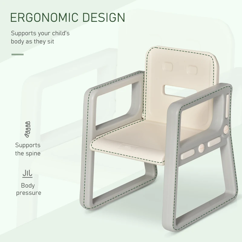 HOMCOM 2-In-1 Kids Table and Chair Set Drawing Board Writing Study Desk with Whiteboard Pens Eraser Storage Tray for Boys Girls Age 1-6