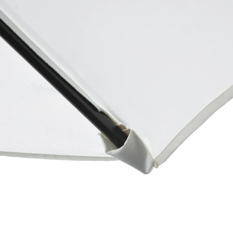 Outsunny Φ2.3m Patio Sun Umbrella Outdoor Market Table Parasol w/ Adjustable Angle 6 Ribs for Garden Backyard Pool Cream White