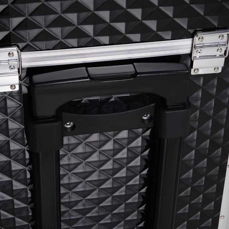 HOMCOM Large Professional MUA Vertical Rolling Full Makeup Travel Train Case - Black