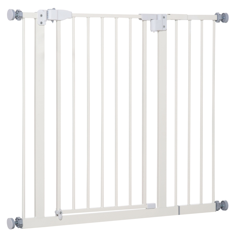 PawHut Pet Safety Gate Dog Barrier Protector Home Doorway Corridors Room Divider Stair Guard with Extension and Adjusting Screws White 76.2 x 102.5cm