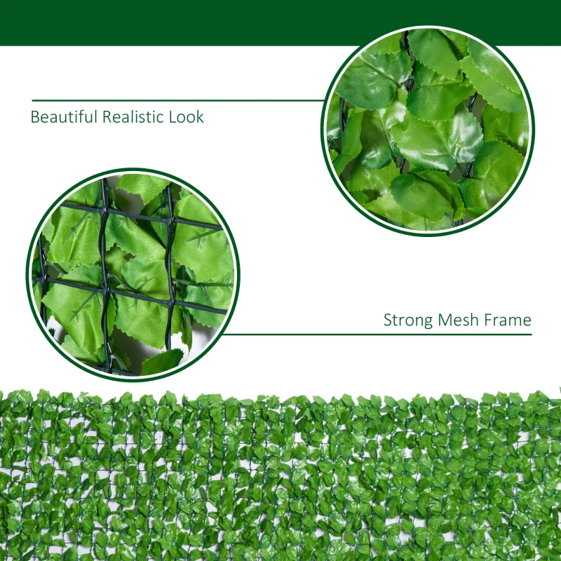 Outsunny Artificial Leaf Hedge Screen Privacy Fence Panel for Garden Outdoor Indoor Decor 3(m)x 1m Green