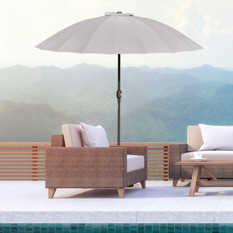 Outsunny Ф270cm Sun Umbrella Patio Umbrella Outdoor Market Table Umbrella with Push Button Tilt Crank and 18 Sturdy Ribs for Garden Lawn Backyard Pool