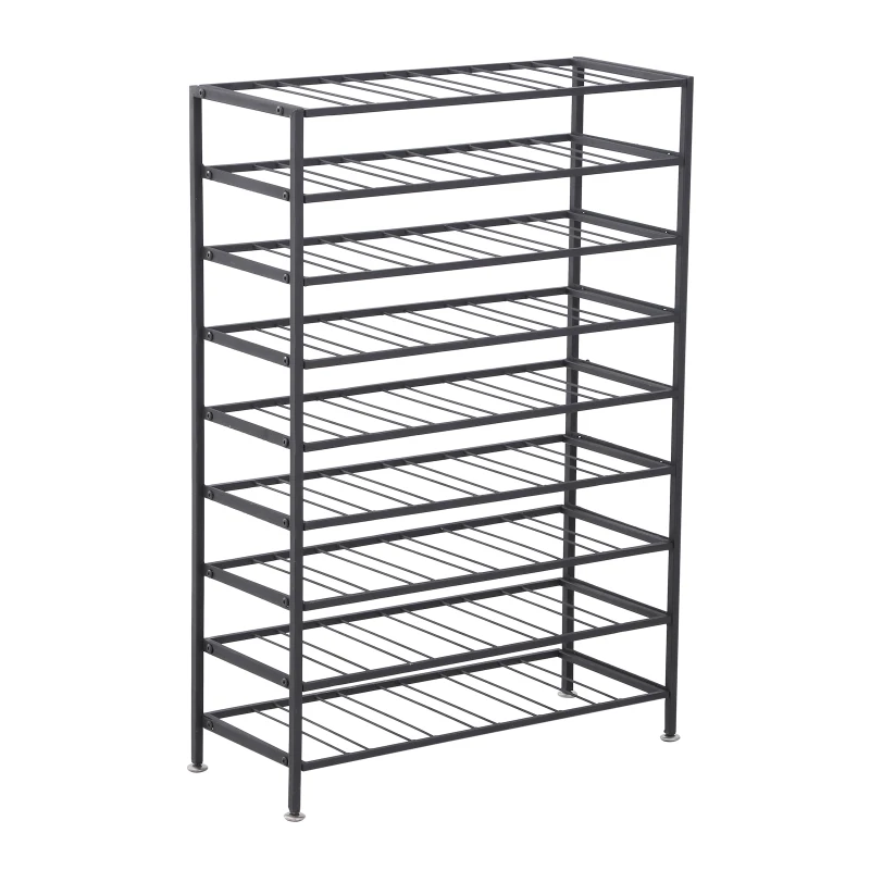 HOMCOM 54 Bottles Wine Rack 9-Tier Metal Holder Stand Display Organizer Storage Shelf Black