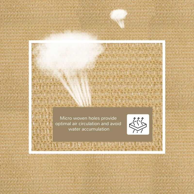 Outsunny Sun Shade Sail Rectangle 4x6m Canopy for Outdoor Patio Lawn Deck Garden Pergola UV Block High Density PE Fabric D-Ring Included Sand