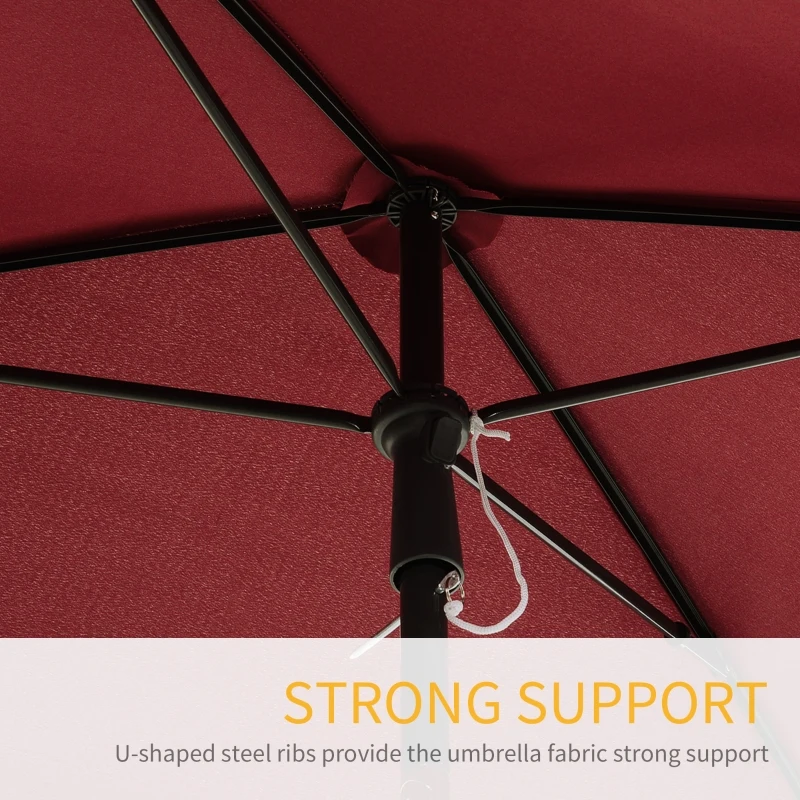 Outsunny Aluminium Sun Umbrella Parasol Patio Garden Rectangular Tilt 2M x 1.25M