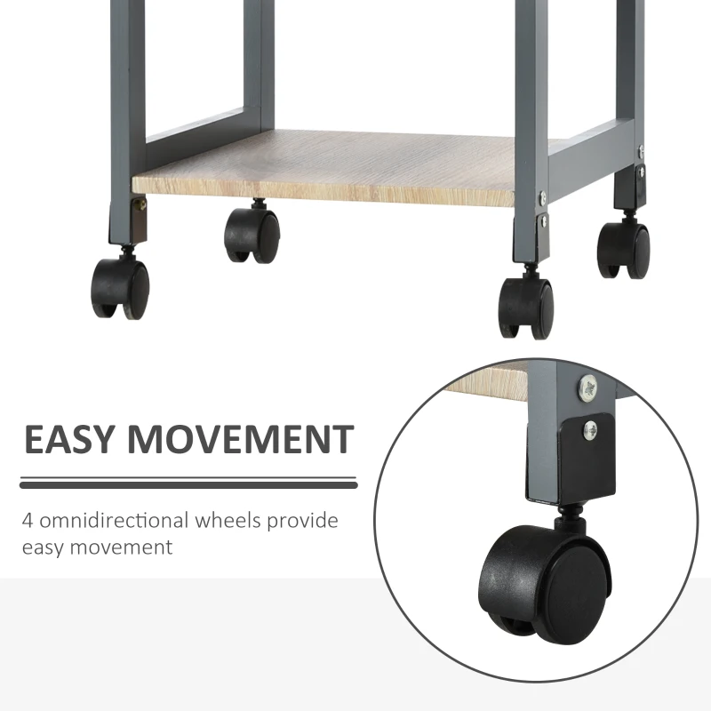 HOMCOM Multi-tier Rolling Kitchen Trolley Serving Cart with 3-Bottle Wine Rack, 1 Drawer, 1 Tray