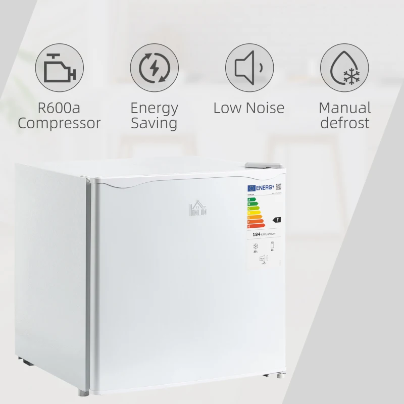 HOMCOM Mini Congelator 35L cu Raft Detasabil si Usa Reversibila, 47x44.2x48.8cm, Alb